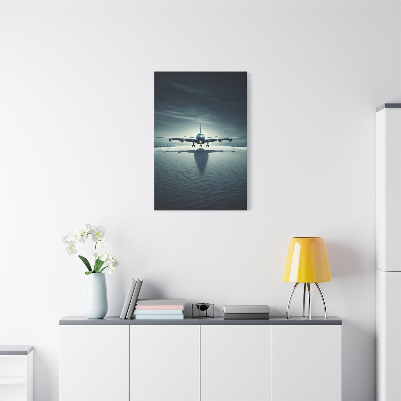 Stormy Runway Jet Arrival Wall Art & Canvas Prints