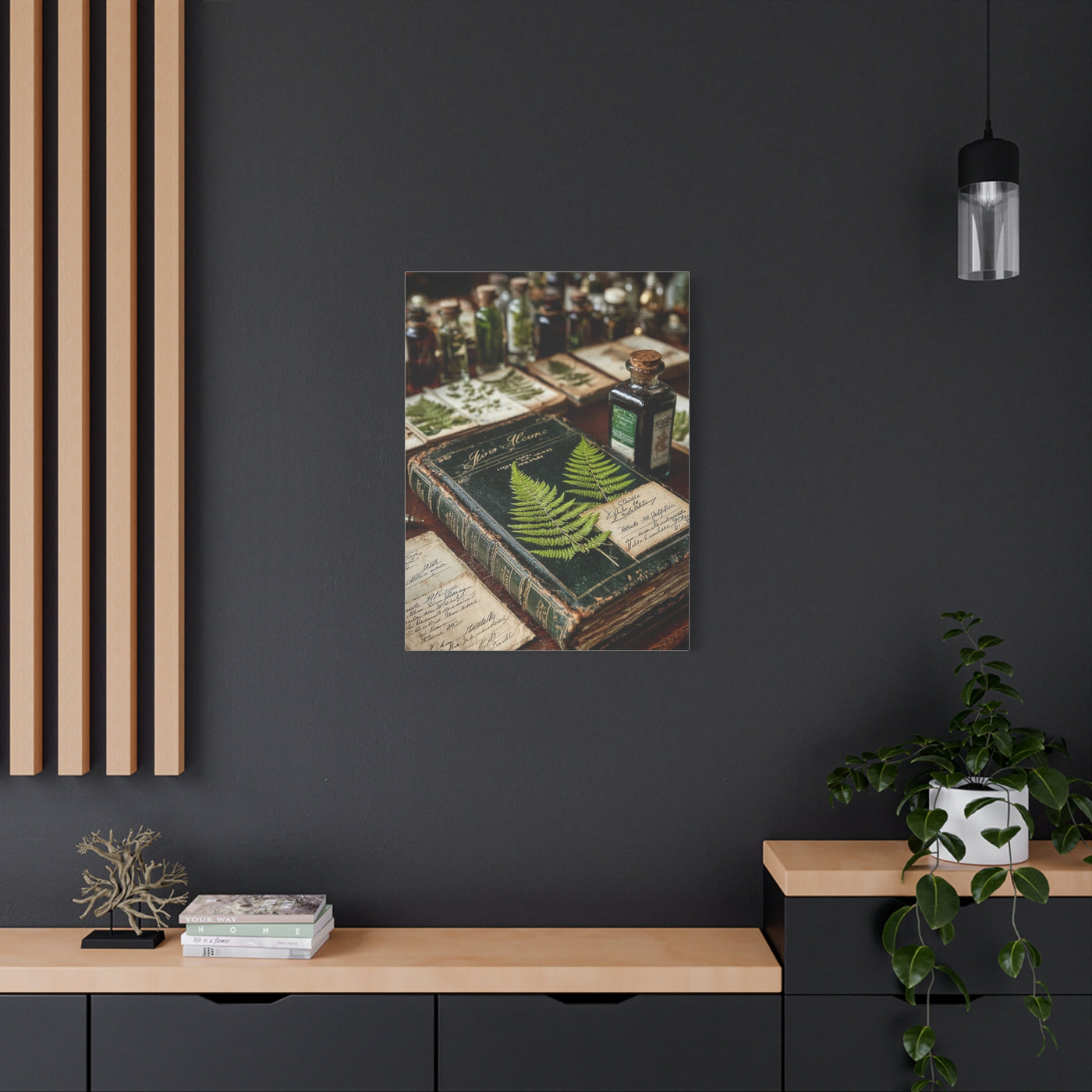 Green Antique Fern Herbarium Study Wall Art & Canvas Print