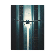 Electric Aircraft Between Skyscrapers Wall Art & Canvas Prints