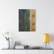 Peacock Feather Triptych Harmony Wall Art & Canvas Print