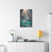 Dolphins Swimming Beneath Sunlit Coastal Waters Wall Art & Canvas Print