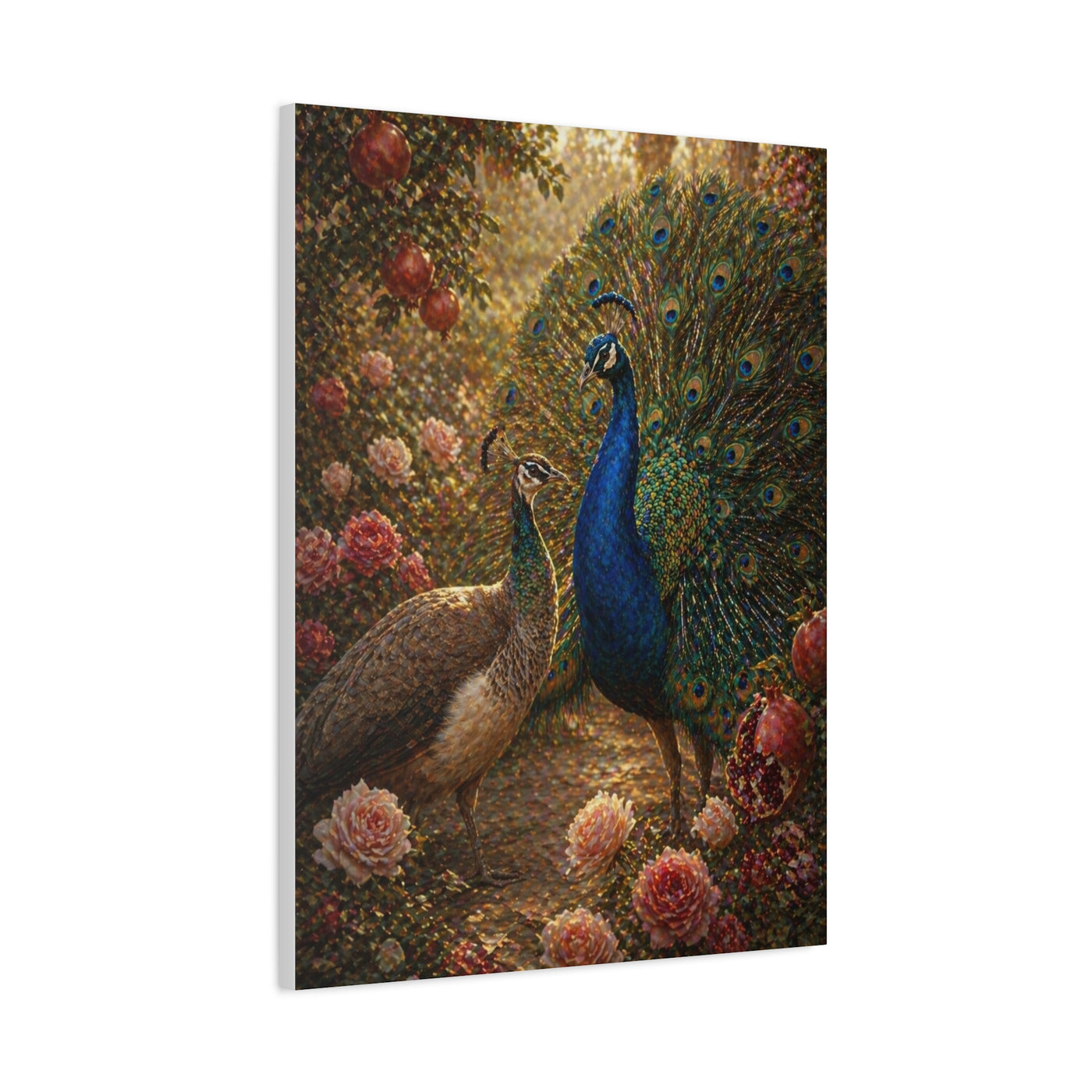 Romantic Garden Peacock Pair Wall Art & Canvas Print