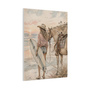 Surf Cowgirl Beach Horizon Scene Wall Art & Canvas Print