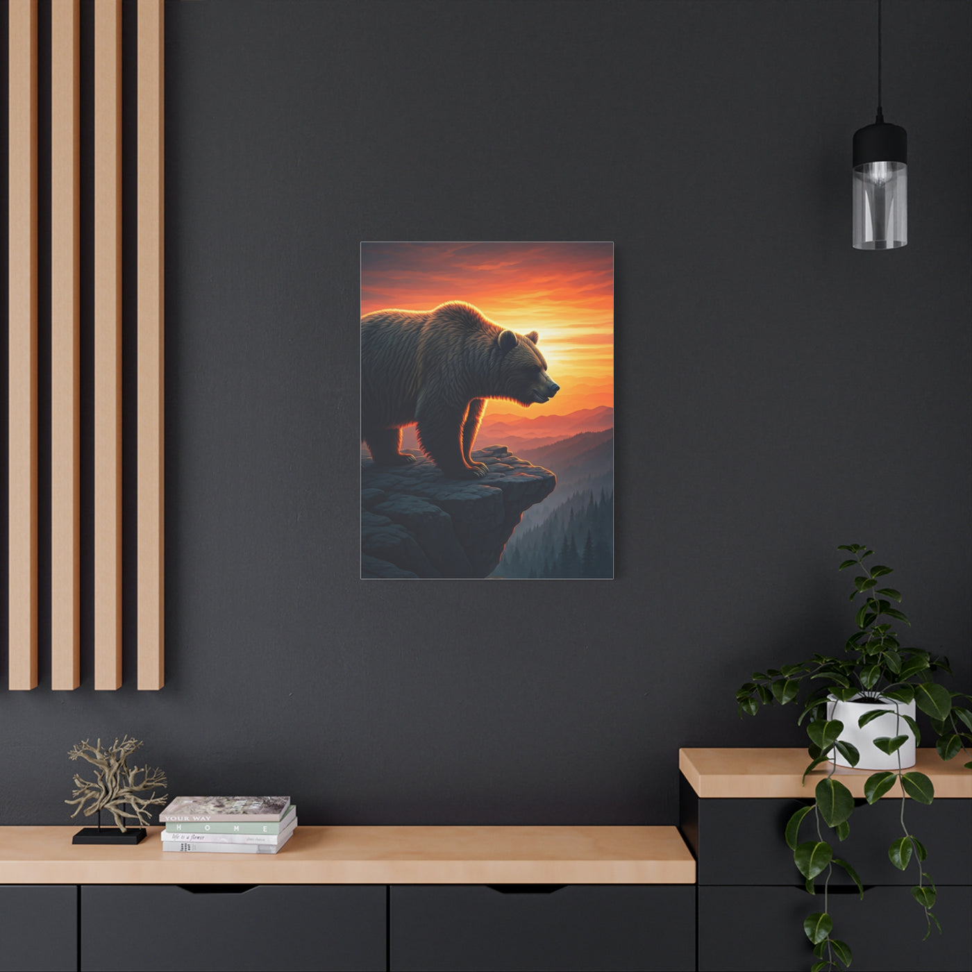 Sunset Cliff Grizzly Bear Wall Art & Canvas Prints