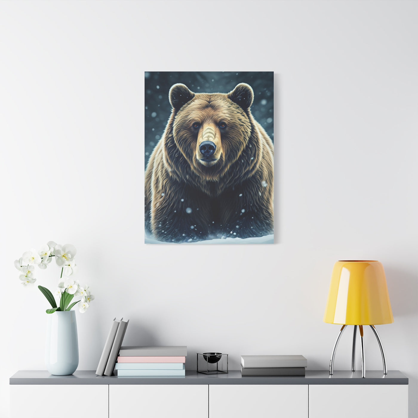Winter Storm Grizzly Bear Portrait Wall Art & Canvas Prints