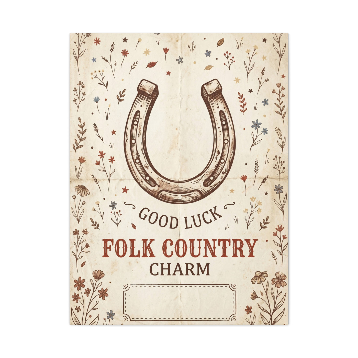 Rustic Horseshoe Folk Charm Poster Wall Art & Canvas Print