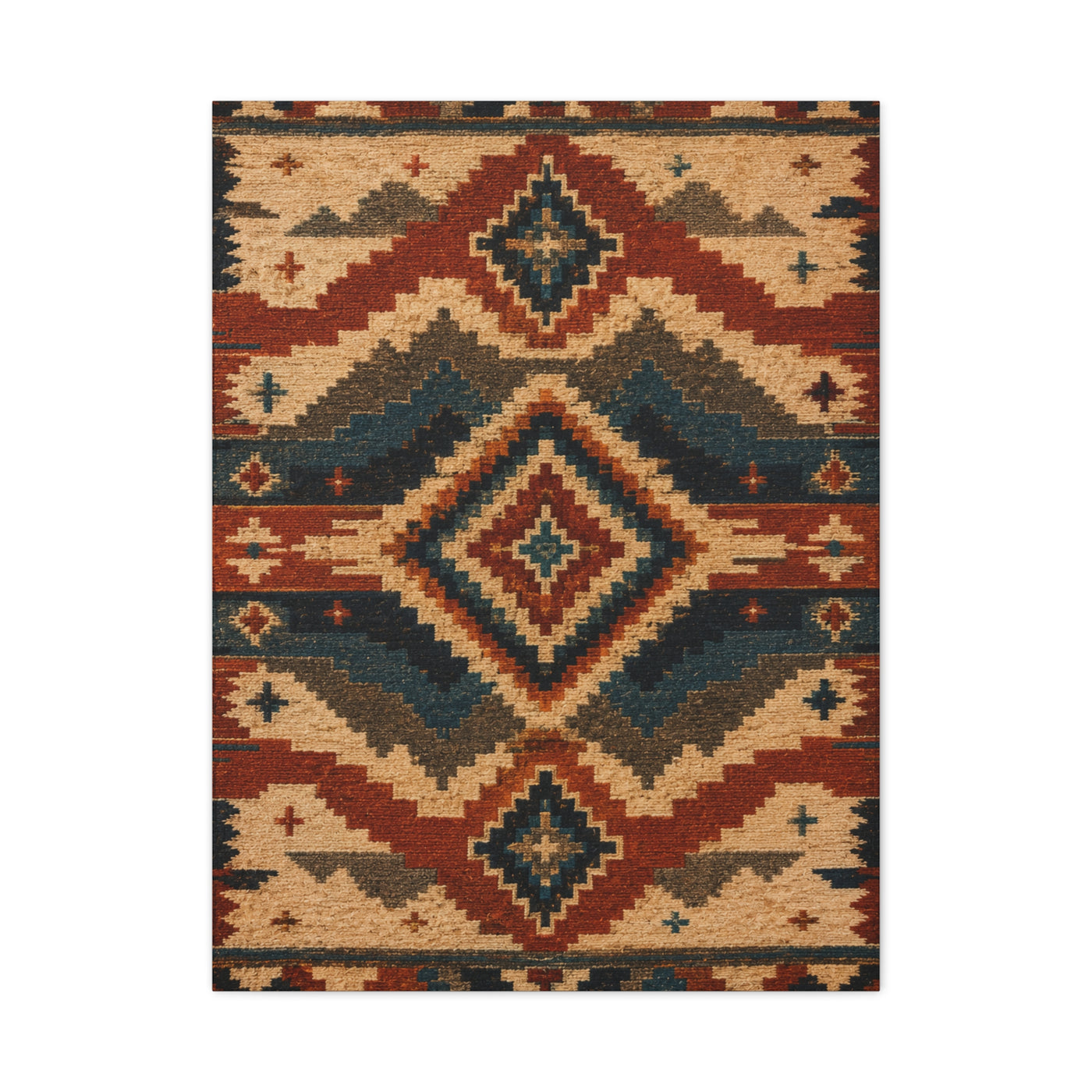 Navajo Inspired Geometric Textile Southwest Wall Art & Canvas Print