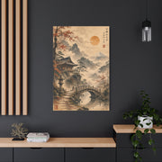 Kyoto Temple Bridge Mist Landscape Wall Art & Canvas Print