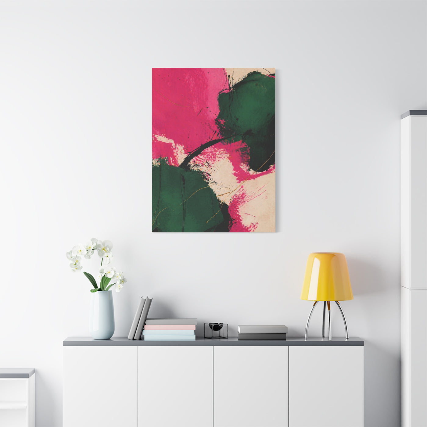 Bold Pink and Emerald Abstract Wall Art & Canvas Print