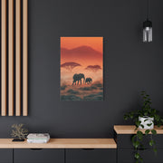 Mother and Calf Savanna Sunrise Wall Art & Canvas Print