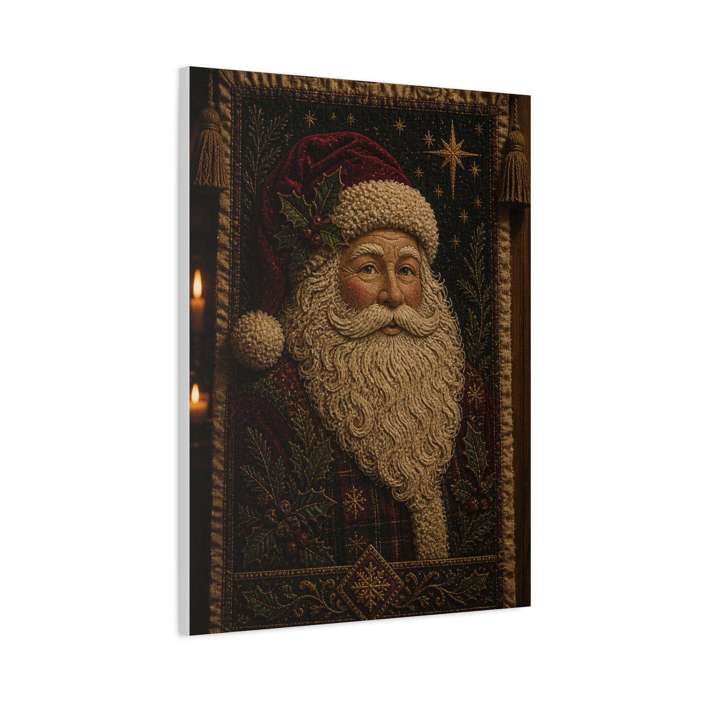 Handcrafted Textile Santa Tapestry Wall Art & Canvas Print