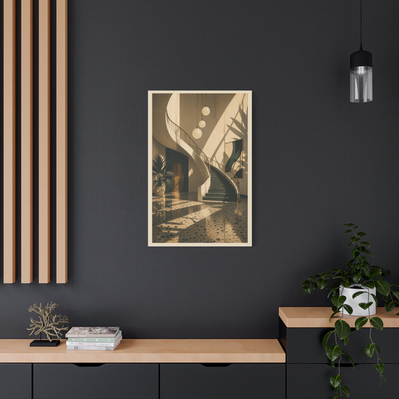 Sculptural Staircase Modernist Interior Wall Art & Canvas Print