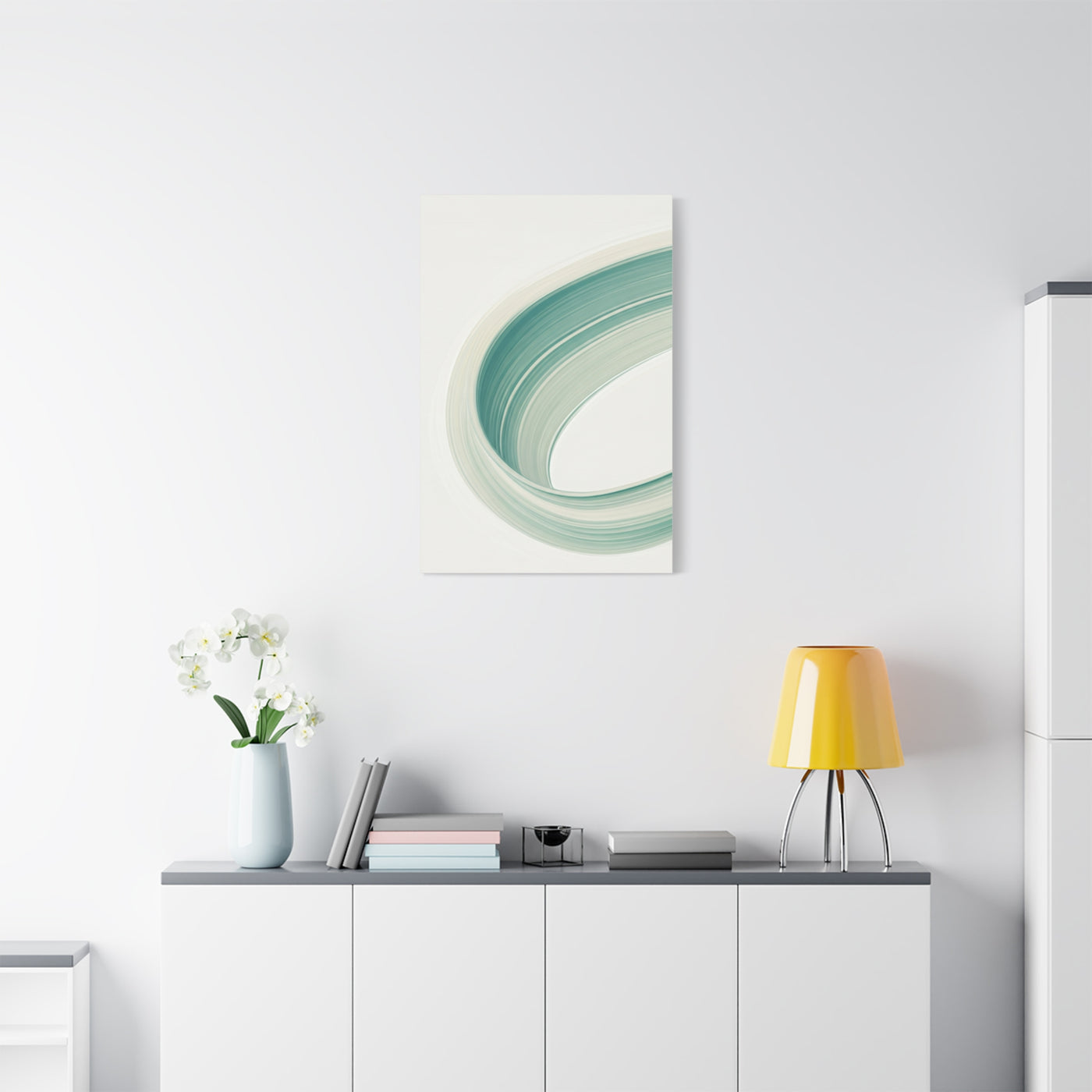 Teal Curve Minimal Abstract Wall Art & Canvas Prints