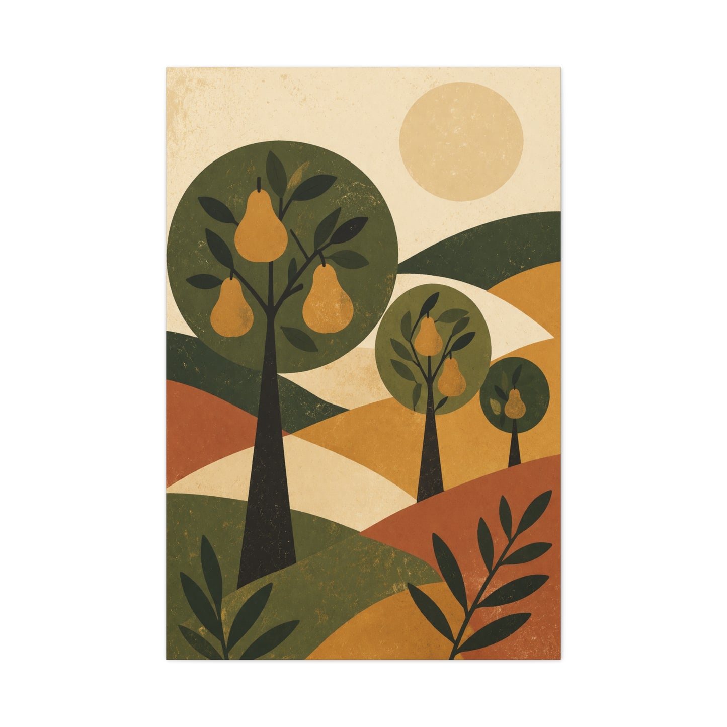 Stylized Orchard Landscape Wall Art & Canvas Print