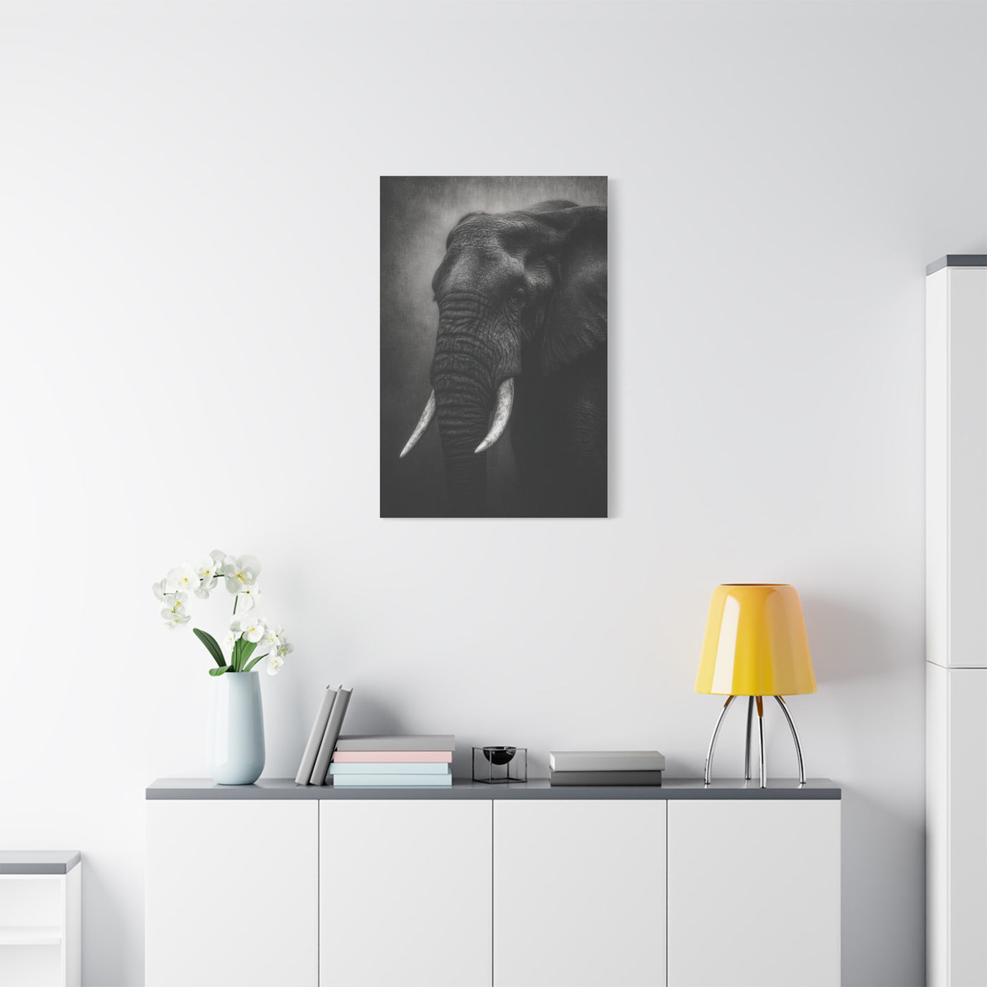 Monochrome Elephant Fine Art Portrait Wall Art & Canvas Print