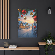 Snowy Christmas Village With Festive Ornaments Wall Art & Canvas Print