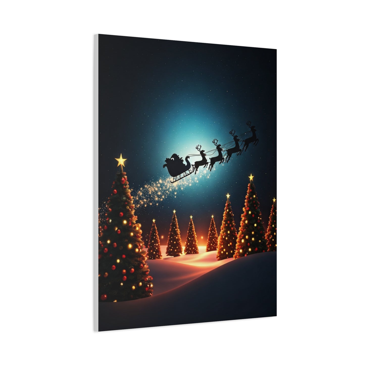 Santa Sleigh Midnight Flight Wall Art & Canvas Print