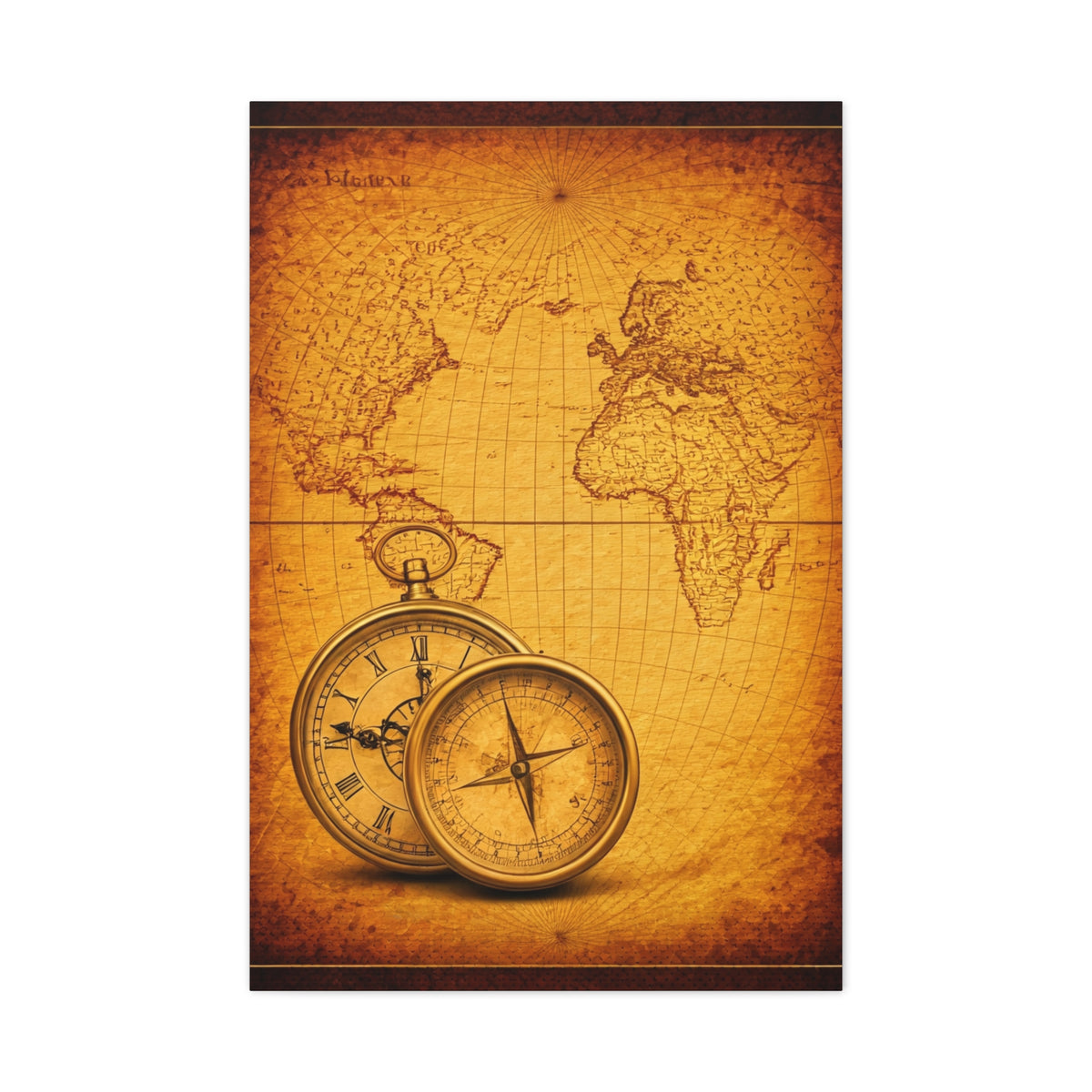 Sepia Gridland Treasure Chart Wall Art & Canvas Prints