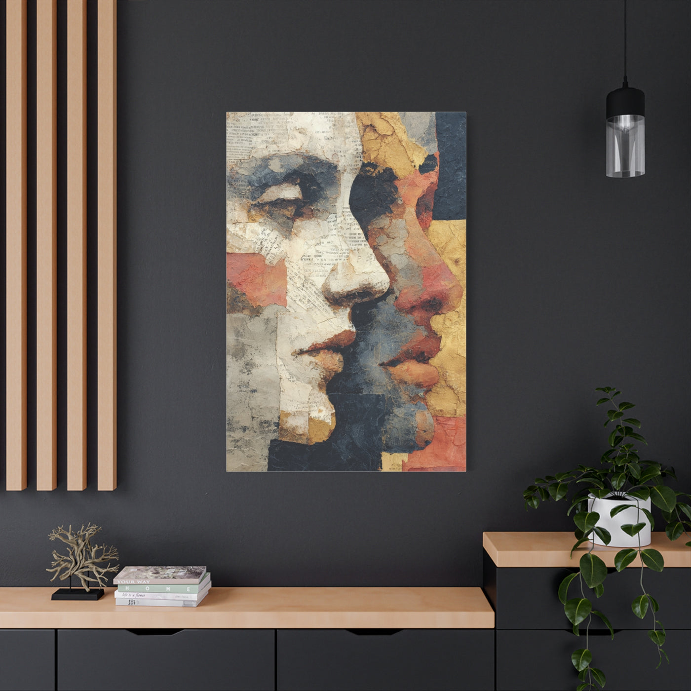 Dual Faces Collage Abstraction Wall Art & Canvas Print