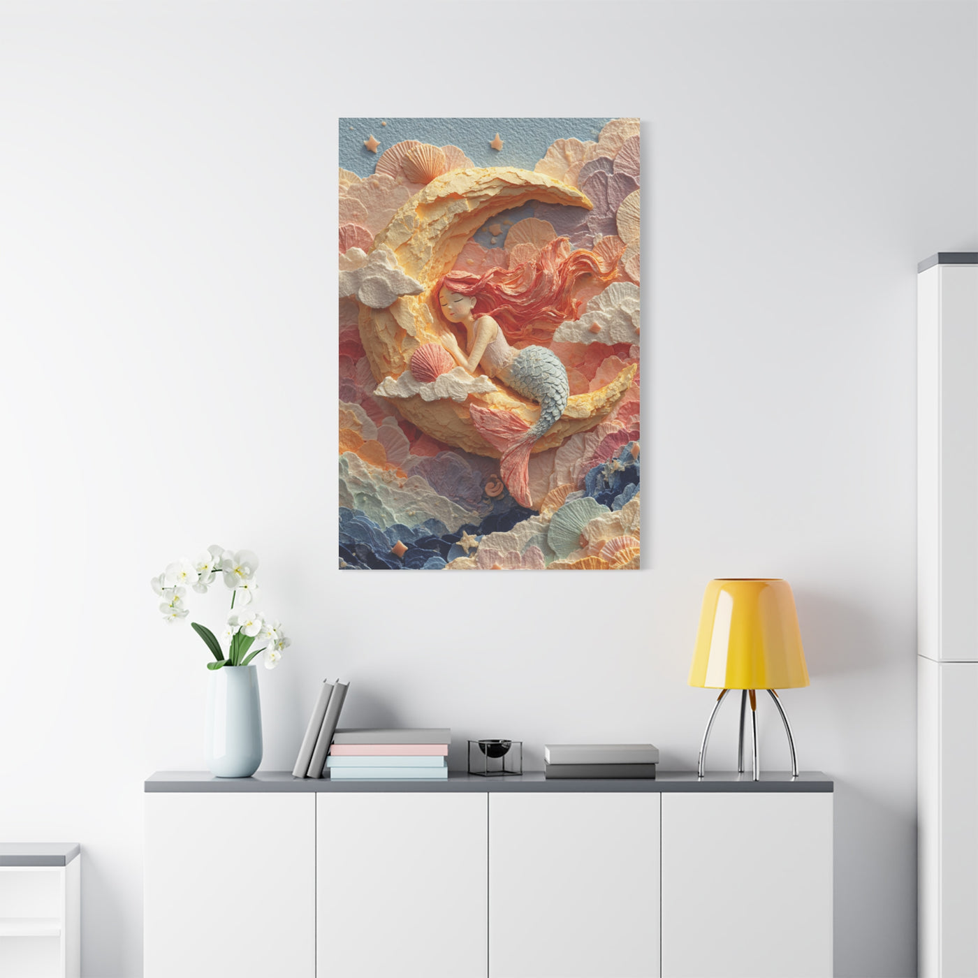 Dreamy Crescent Moon Mermaid Wall Art & Canvas Print