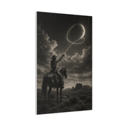 Cowgirl Moon Lasso Silhouette Scene Wall Art & Canvas Print