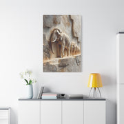 Elephant Procession Stone Relief Wall Art & Canvas Print