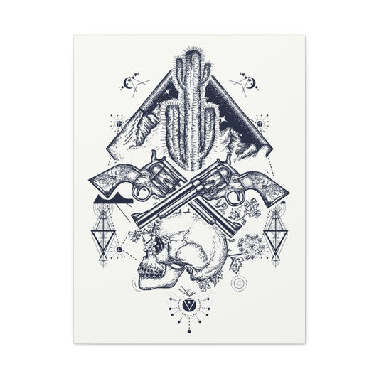 Guns Cactus & Skull Sketch Wall Art & Canvas Prints