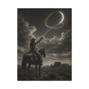 Cowgirl Moon Lasso Silhouette Scene Wall Art & Canvas Print