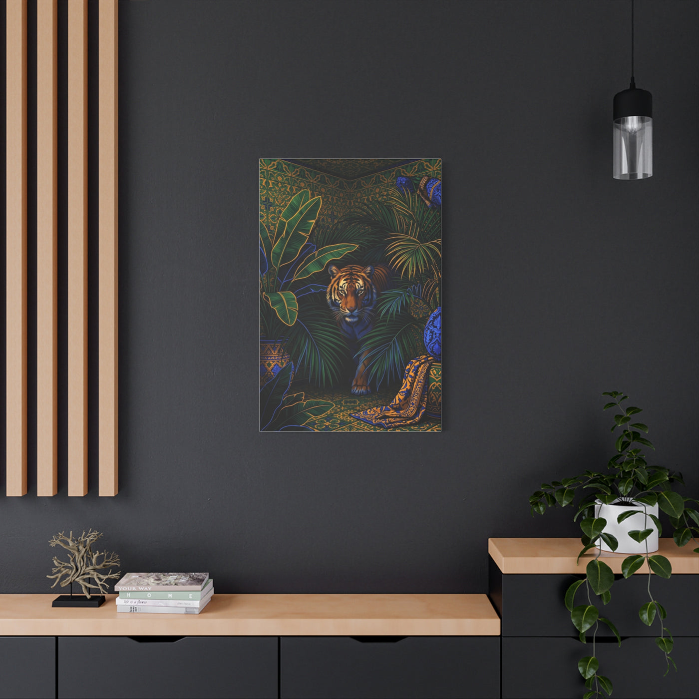 Exotic Tiger Jungle Interior Tropical Wall Art & Canvas Print