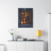 Snowy Cottage Window Santa Scene Wall Art & Canvas Print