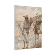 Surf Cowgirl Beach Horizon Scene Wall Art & Canvas Print