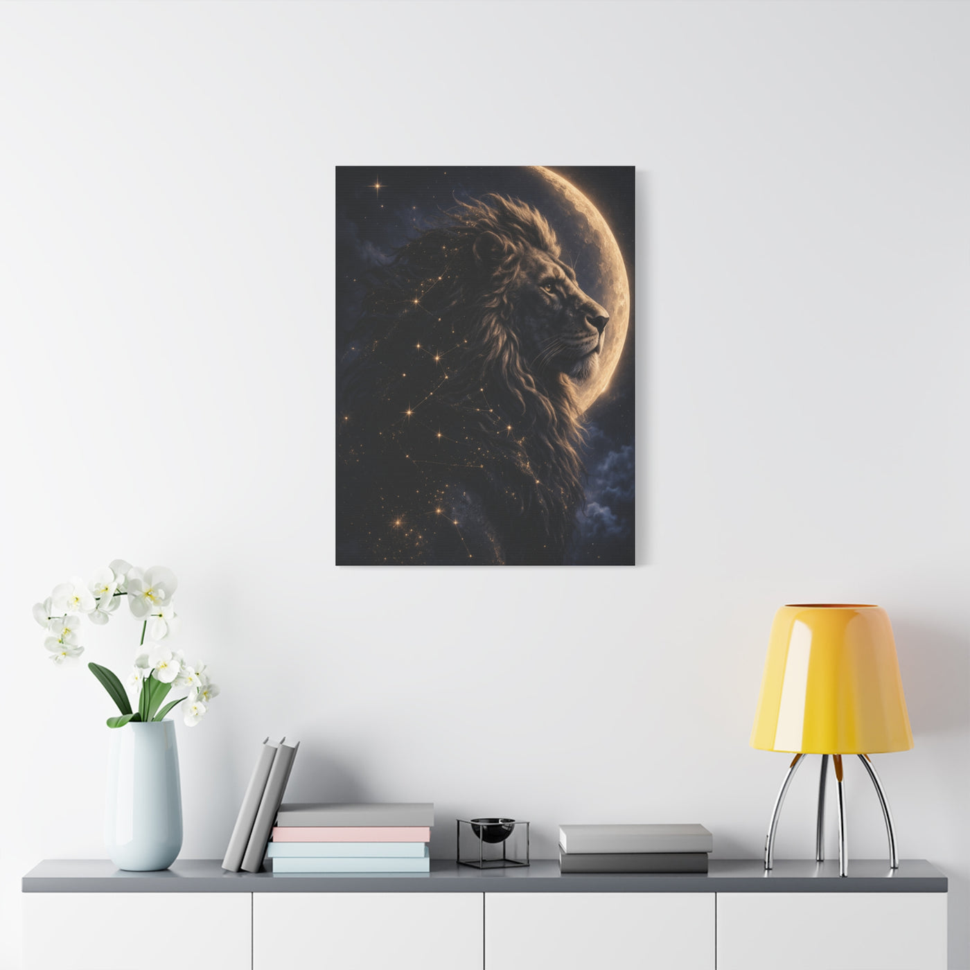 Celestial Lion Moon Constellation Wall Art & Canvas Print