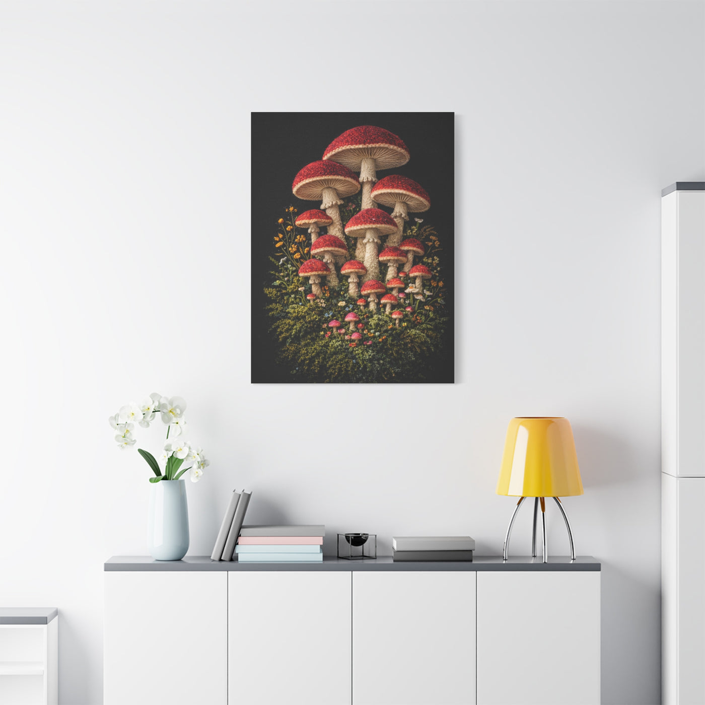 Mushroom Embroidered & Tufted Textile Art Wall Art & Canvas Print