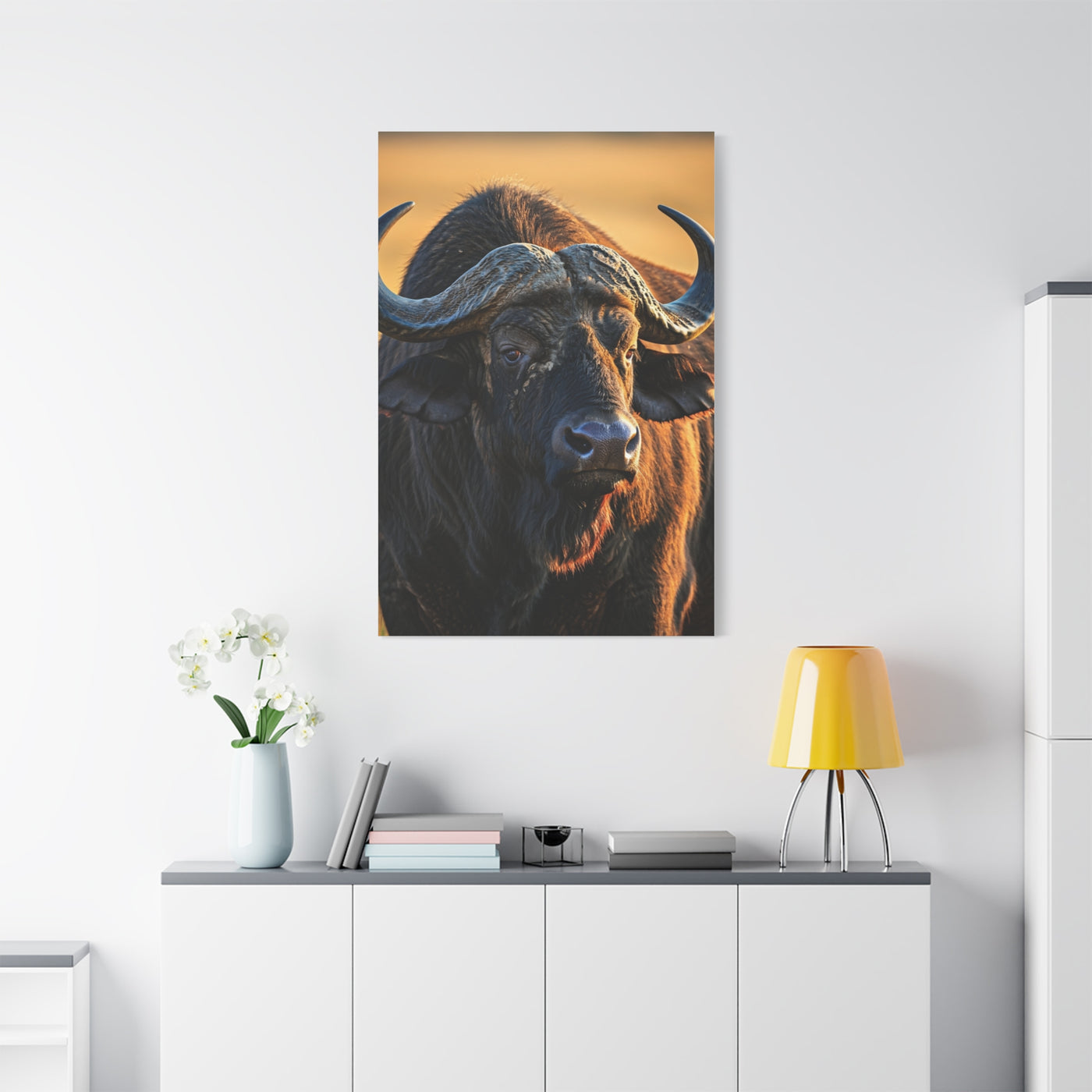 Golden Sunset Cape Buffalo Portrait Wall Art & Canvas Print