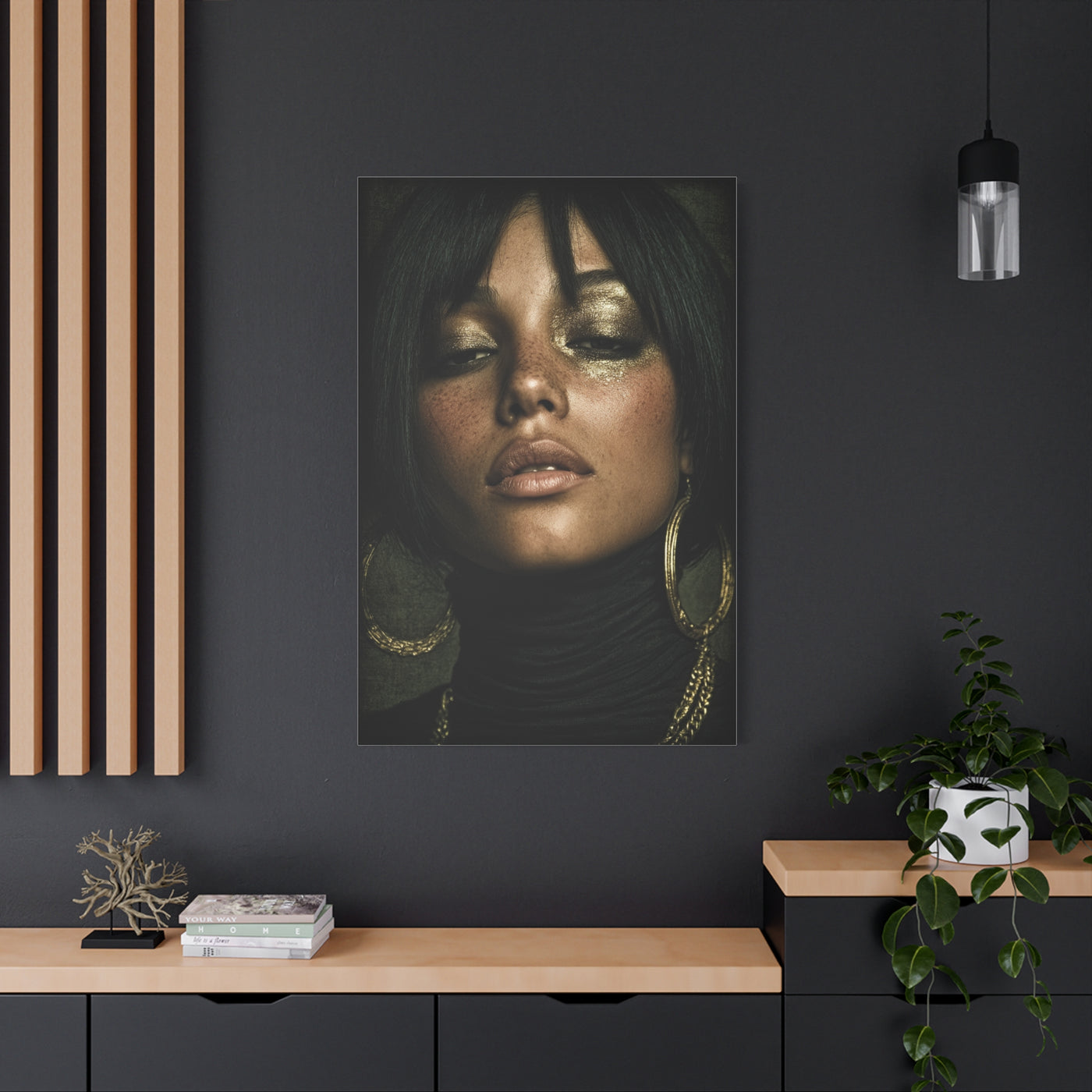 Gold Leaf Eyelid Noir Portrait Wall Art & Canvas Print