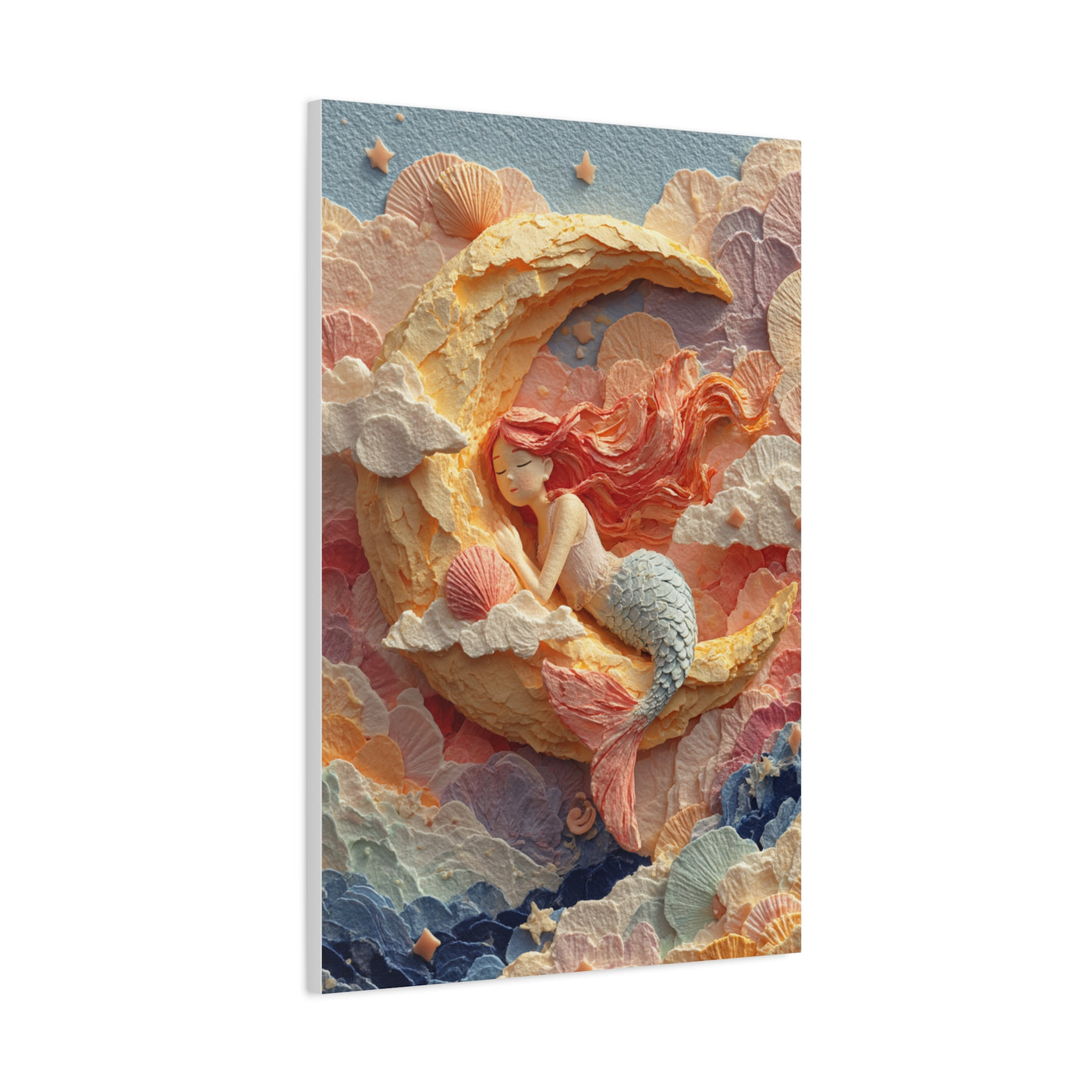 Dreamy Crescent Moon Mermaid Wall Art & Canvas Print