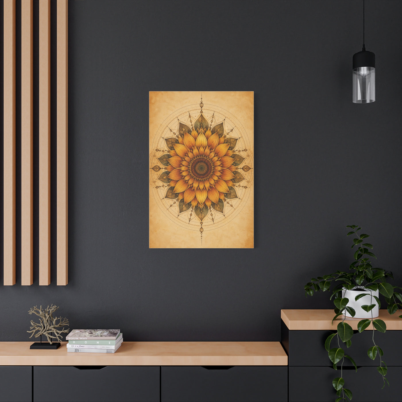 Sacred Sunflower Mandala Wall Art & Canvas Print