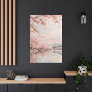 Cherry Blossom Reflection Landscape Wall Art & Canvas Print