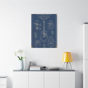 Vintage Acoustic Guitar Patent Blueprint Wall Art & Canvas Print
