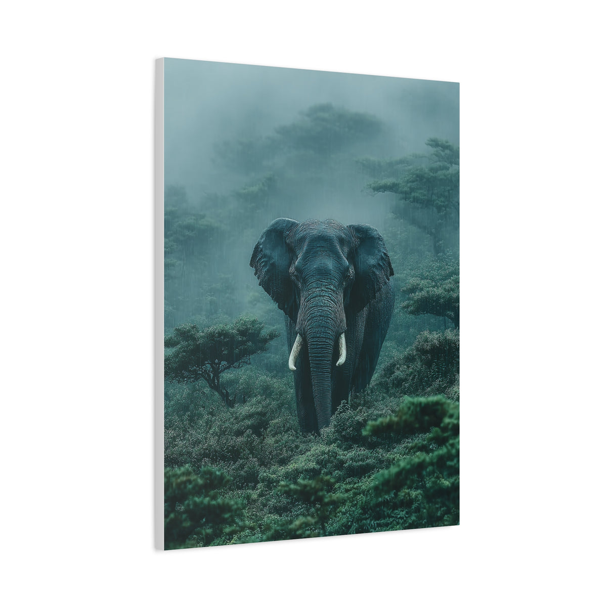 Elephant Rainforest Monsoon Portrait Wall Art & Canvas Print