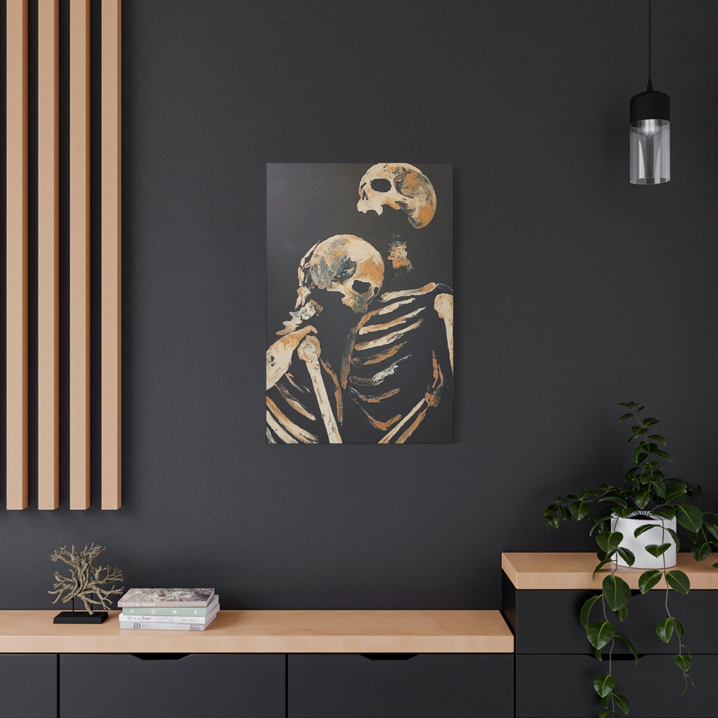 Couple Skeleton Hugging Wall Art & Canvas Prints