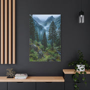 Misty Pine Green Mountain Landscape Wall Art & Canvas Print