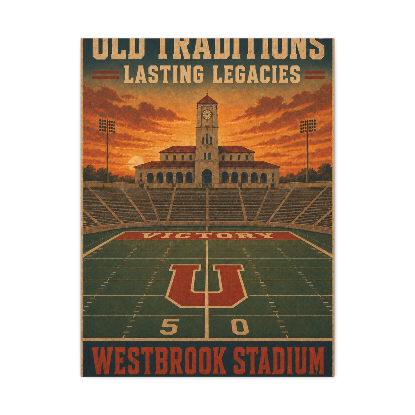 Vintage Stadium Legacy Football Sports Wall Art & Canvas Print