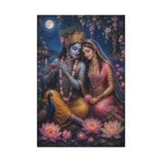 Radha and Krishna Moonlit Lotus Garden Wall Art & Canvas Print