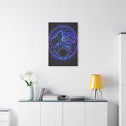 LED Mountain Wolf Night Circle Scene Wall Art & Canvas Print