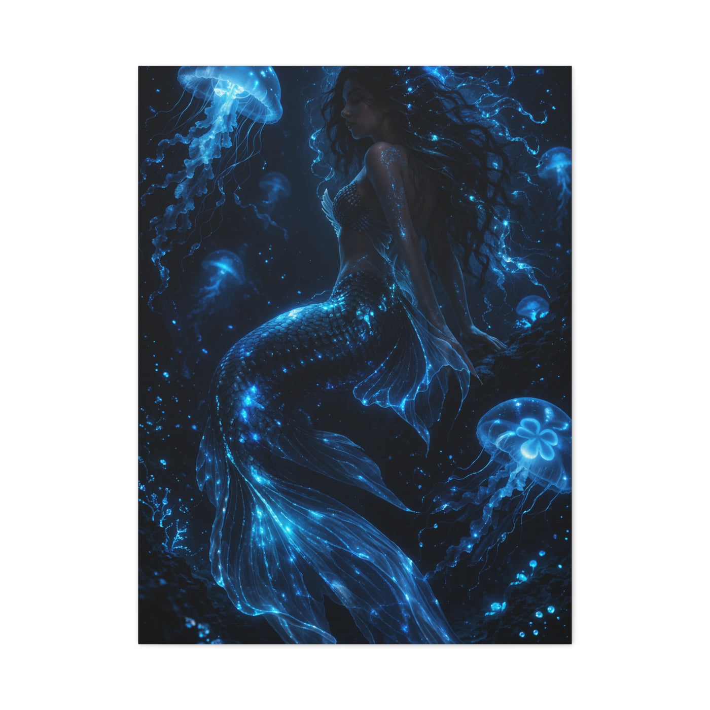 Bioluminescent Deep Sea Mermaid Wall Art & Canvas Print