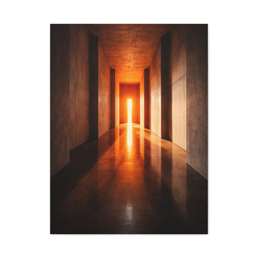 Minimal Orange Light Corridor Wall Art & Canvas Print