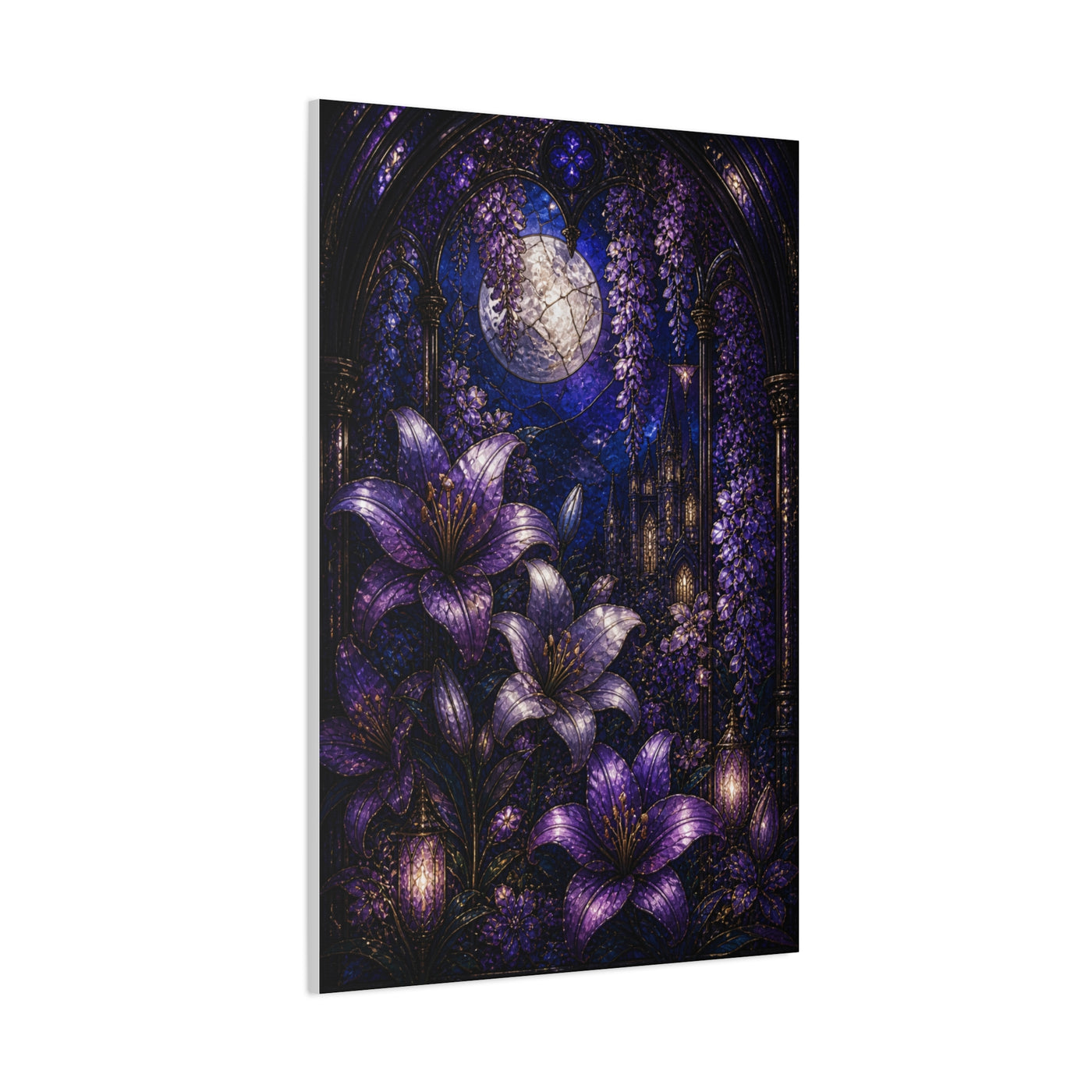 Stained Glass Violet Cathedral Garden Wall Art & Canvas Print