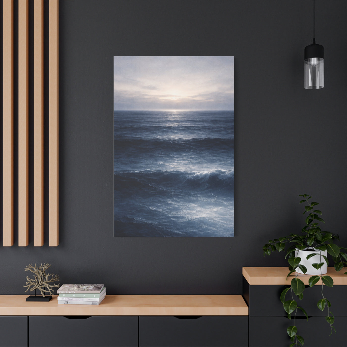Calm Navy Ocean Horizon Wall Art & Canvas Print