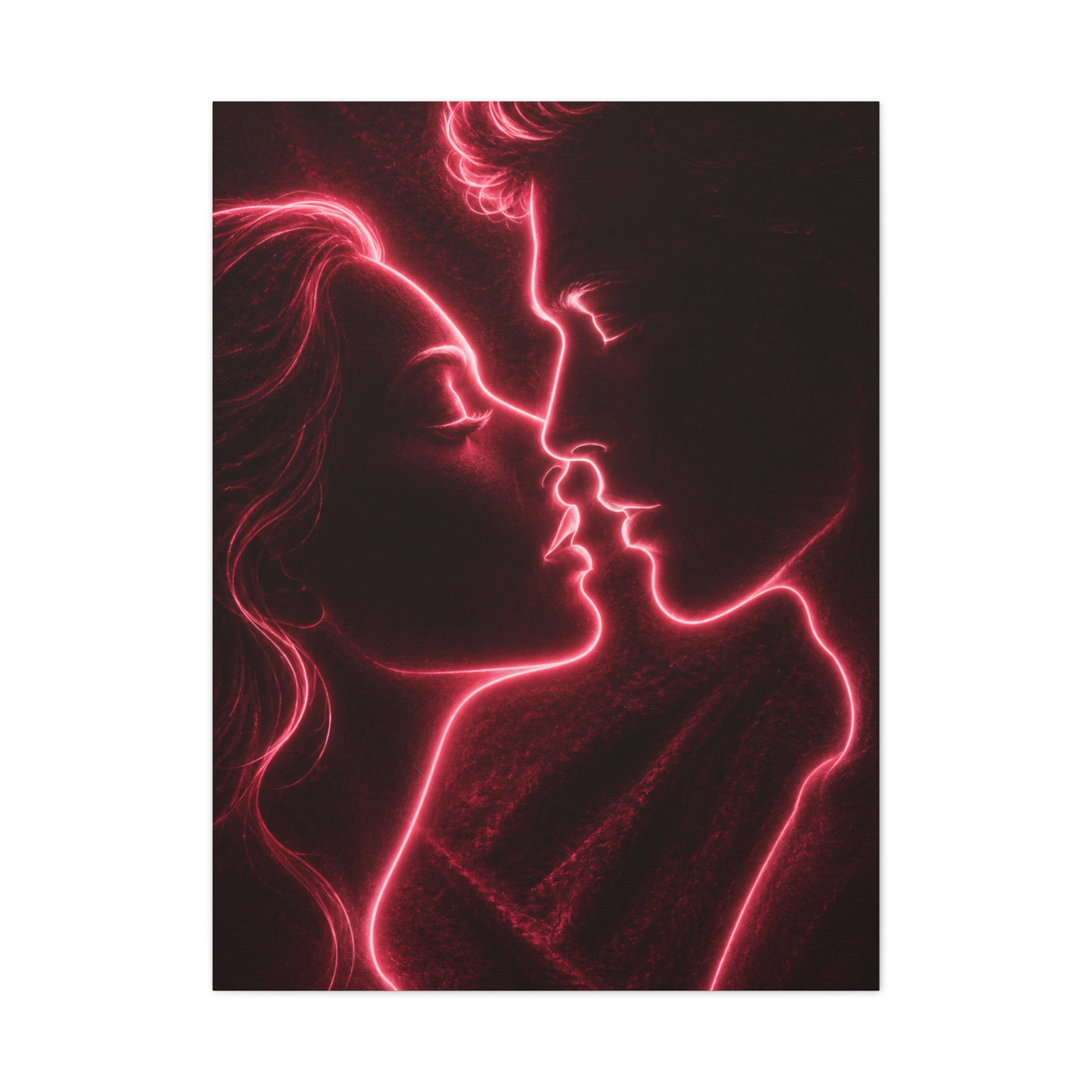 Neon Velvet Kiss Silhouette Wall Art & Canvas Print